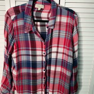 OLIVE & OAK XXL Red Plaid Button Up Flannel R206